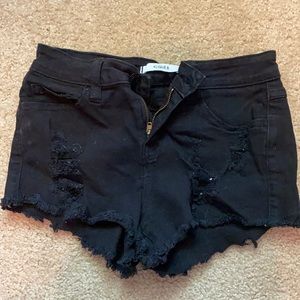 Black jean shorts, size xs